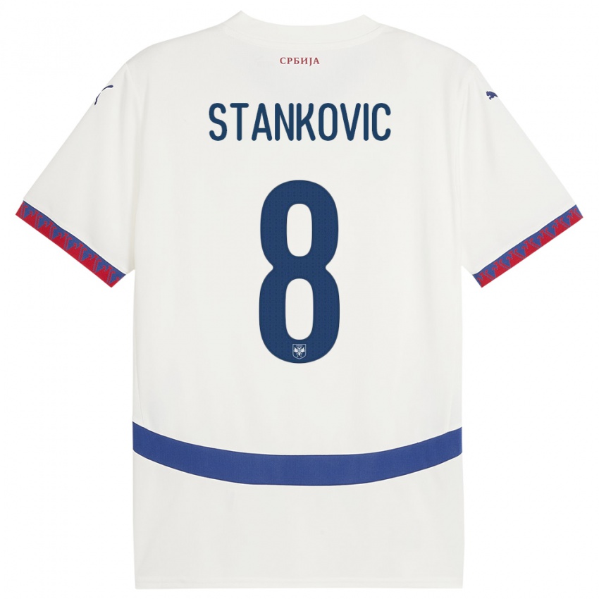 Dames Servië Nikola Stankovic #8 Wit Uitshirt Uittenue 24-26 T-Shirt