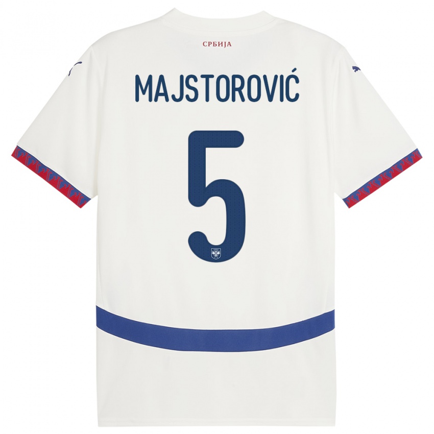 Dames Servië Milan Majstorovic #5 Wit Uitshirt Uittenue 24-26 T-Shirt