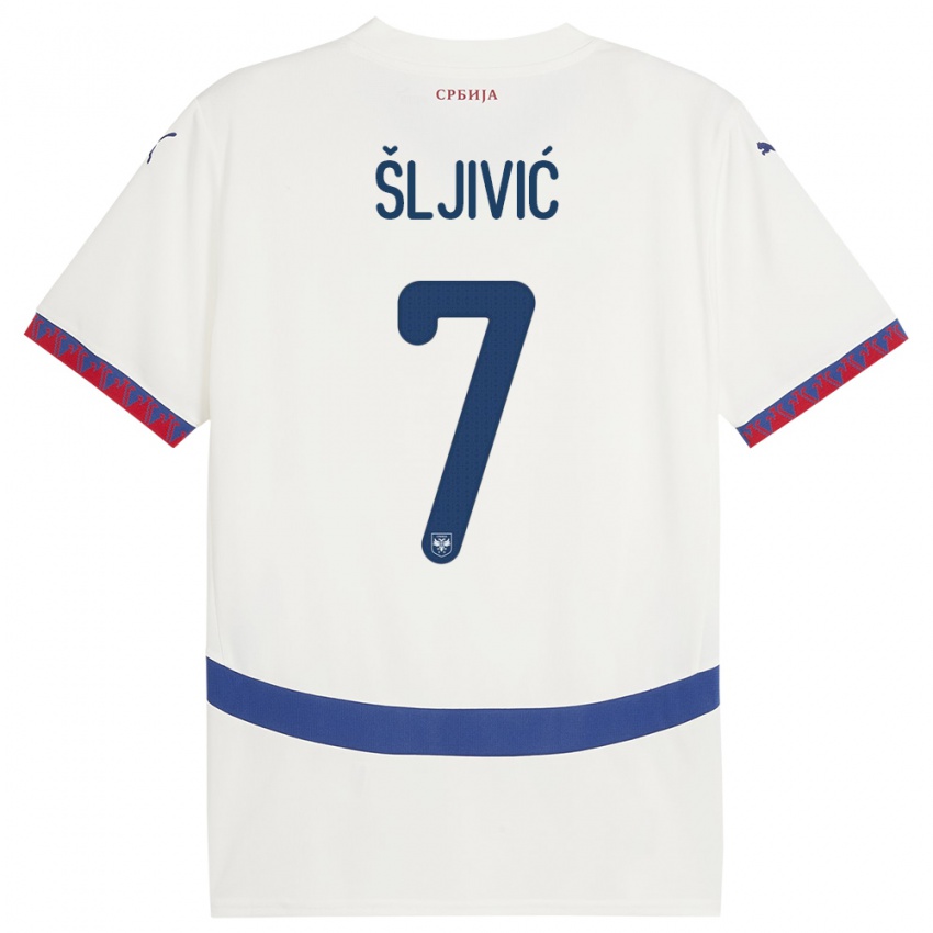 Dames Servië Jovan Sljivic #7 Wit Uitshirt Uittenue 24-26 T-Shirt