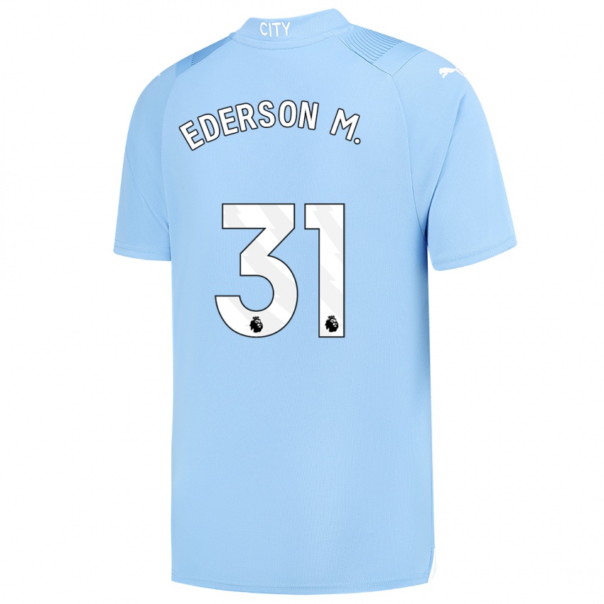 Kinderen Ederson Moraes #31 Lichtblauw Thuisshirt Thuistenue 2023/24 T-Shirt