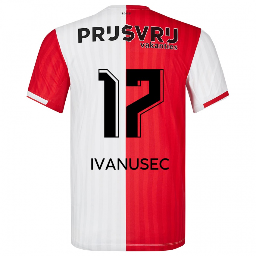 Kinderen Luka Ivanusec #17 Rood Wit Thuisshirt Thuistenue 2023/24 T-Shirt