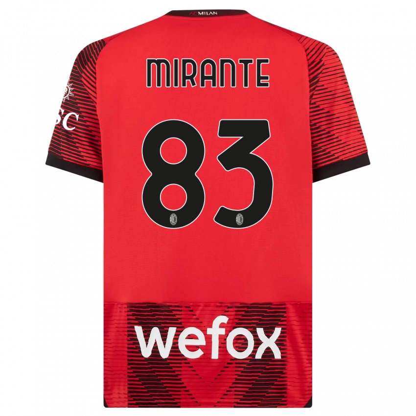 Kinderen Antonio Mirante #83 Rood Zwart Thuisshirt Thuistenue 2023/24 T-Shirt