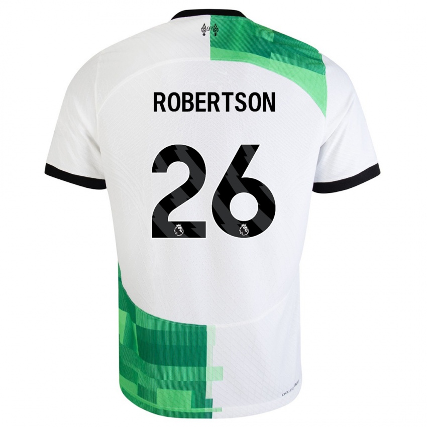 Kinderen Andrew Robertson #26 Wit Groen Uitshirt Uittenue 2023/24 T-Shirt