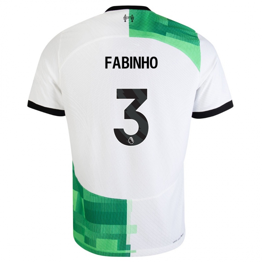 Kinderen Fabinho #3 Wit Groen Uitshirt Uittenue 2023/24 T-Shirt