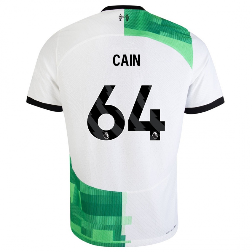 Kinderen Jake Cain #64 Wit Groen Uitshirt Uittenue 2023/24 T-Shirt