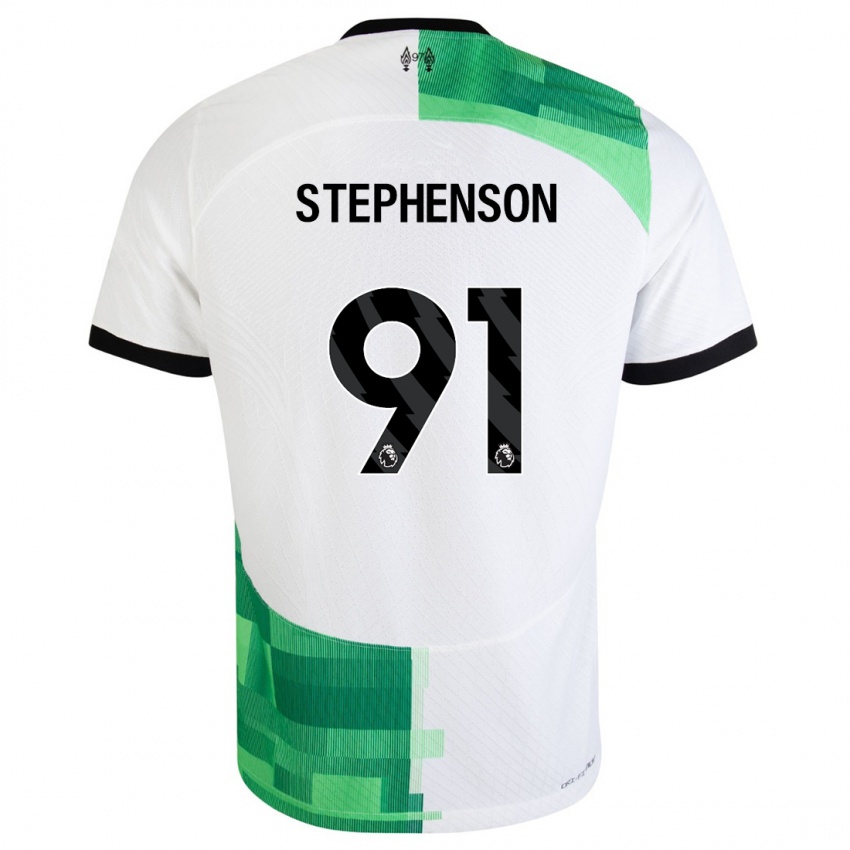 Kinderen Luca Stephenson #91 Wit Groen Uitshirt Uittenue 2023/24 T-Shirt
