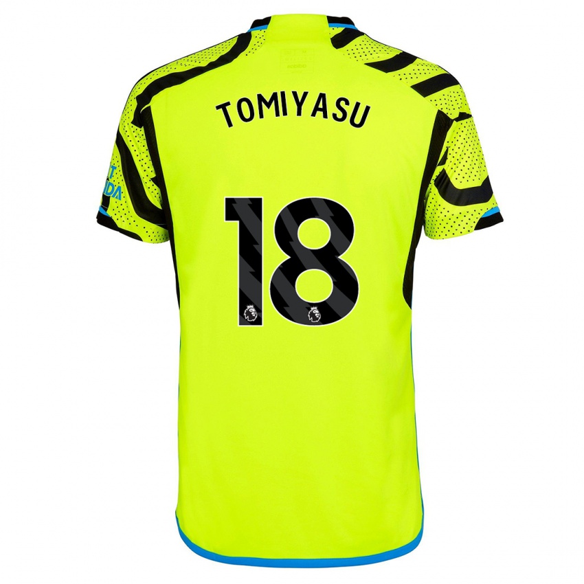 Kinderen Takehiro Tomiyasu #18 Geel Uitshirt Uittenue 2023/24 T-Shirt