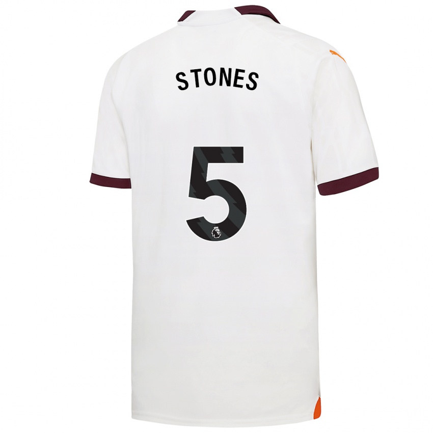 Kinderen John Stones #5 Wit Uitshirt Uittenue 2023/24 T-Shirt