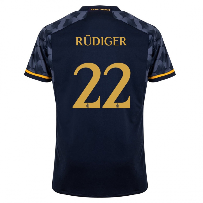Kinderen Antonio Rudiger #22 Donkerblauw Uitshirt Uittenue 2023/24 T-Shirt