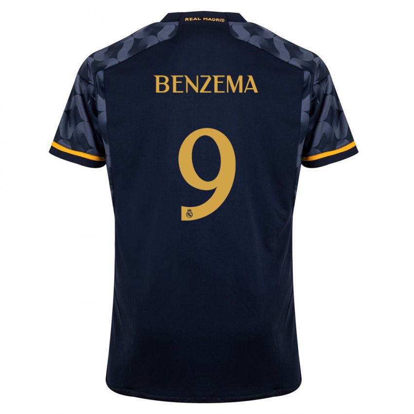Kinderen Karim Benzema #9 Donkerblauw Uitshirt Uittenue 2023/24 T-Shirt