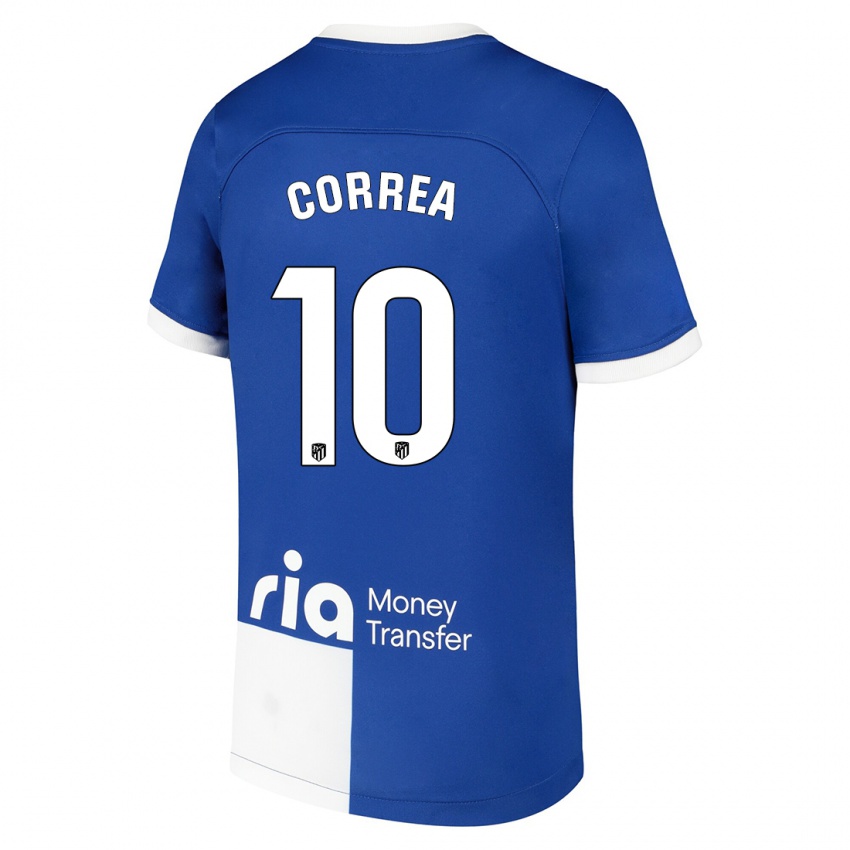 Kinderen Angel Correa #10 Blauw Wit Uitshirt Uittenue 2023/24 T-Shirt