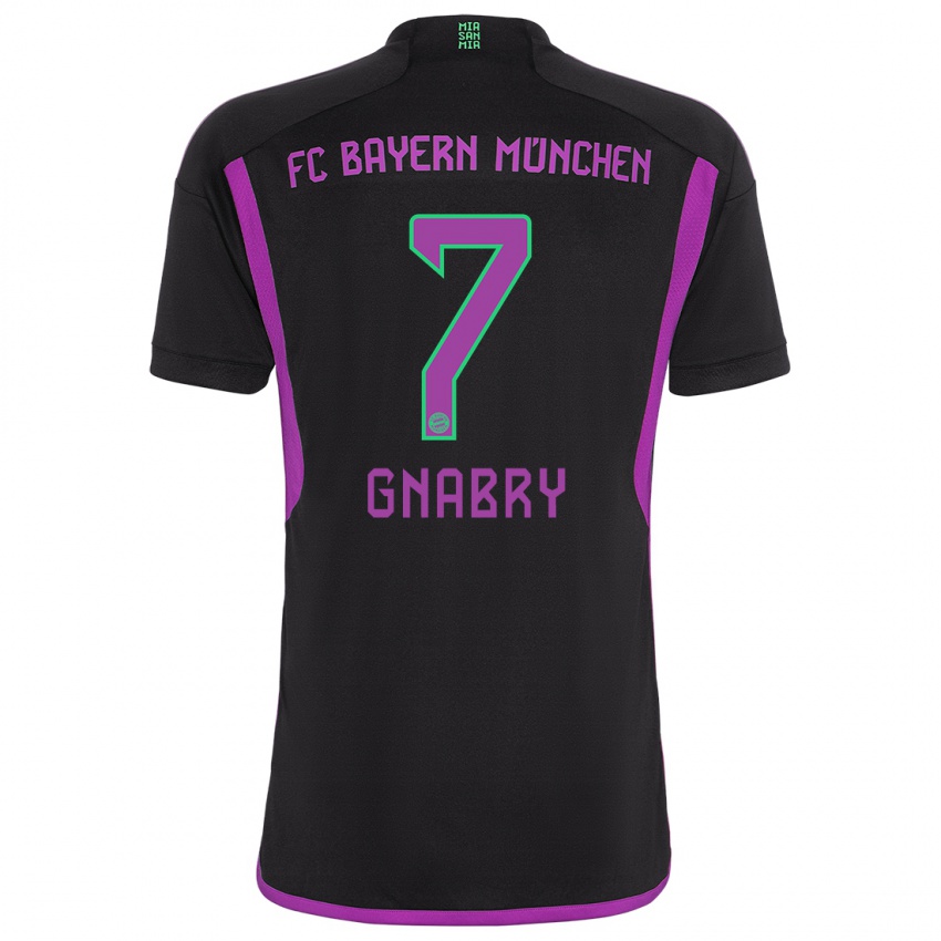 Kinderen Serge Gnabry #7 Zwart Uitshirt Uittenue 2023/24 T-Shirt