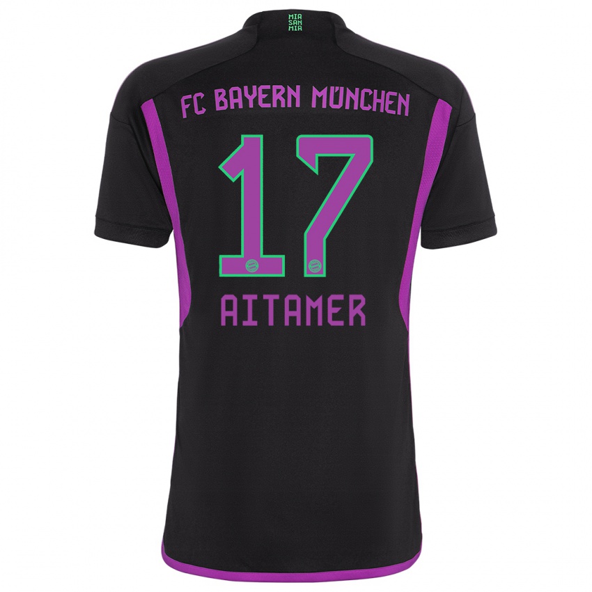 Kinderen Younes Aitamer #17 Zwart Uitshirt Uittenue 2023/24 T-Shirt