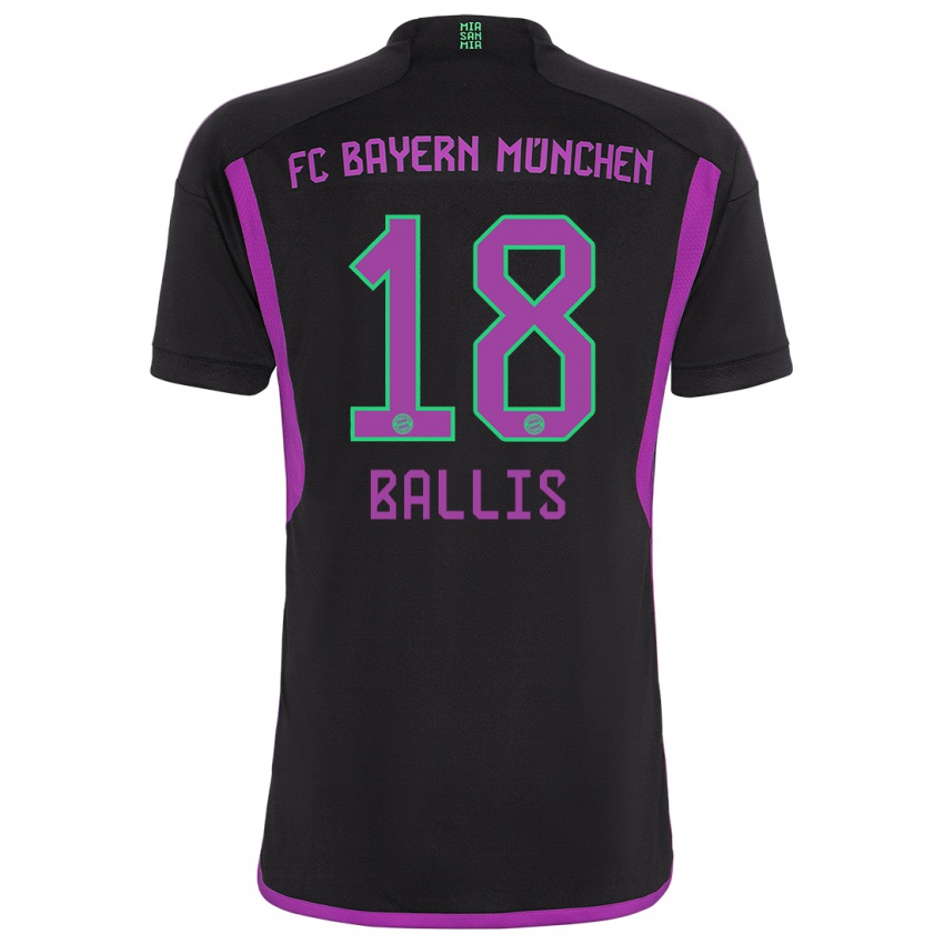 Kinderen Benjamin Ballis #18 Zwart Uitshirt Uittenue 2023/24 T-Shirt