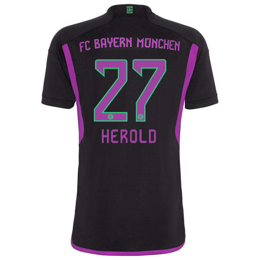 Kinderen David Herold #27 Zwart Uitshirt Uittenue 2023/24 T-Shirt