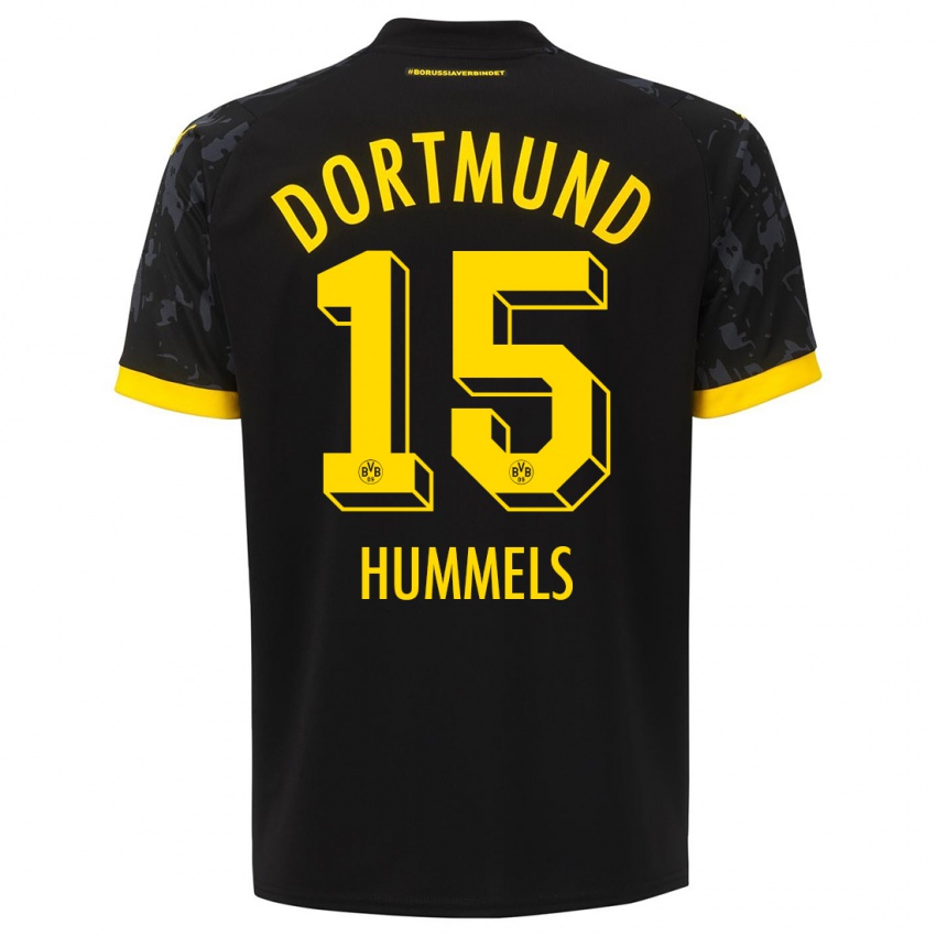 Kinderen Mats Hummels #15 Zwart Uitshirt Uittenue 2023/24 T-Shirt