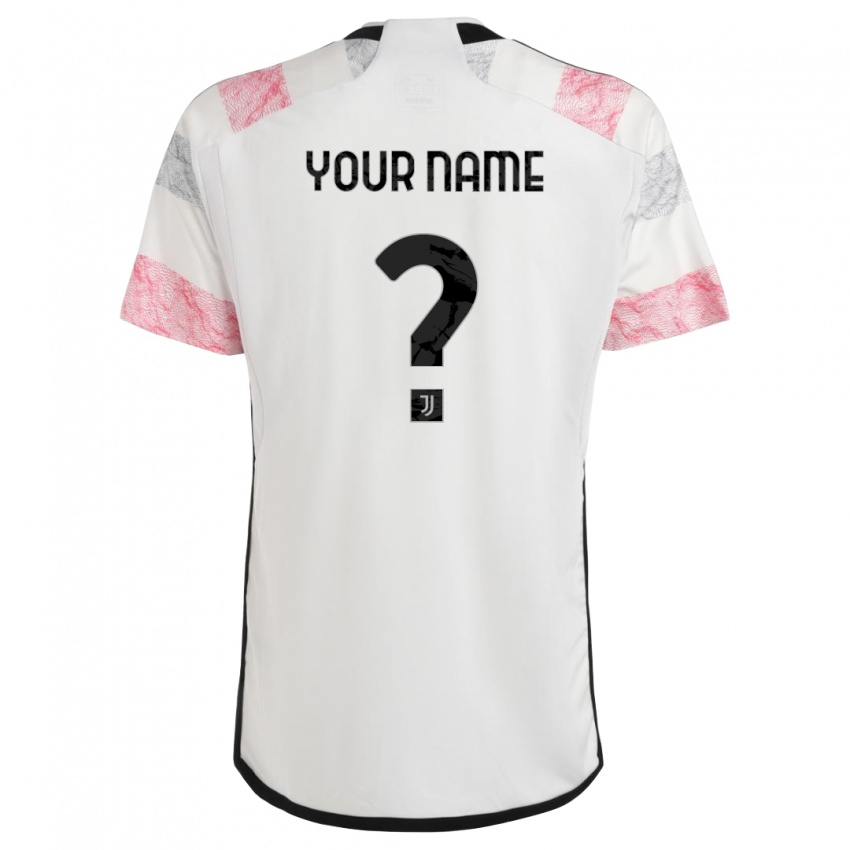 Kinderen Uw Naam #0 Wit Roze Uitshirt Uittenue 2023/24 T-Shirt
