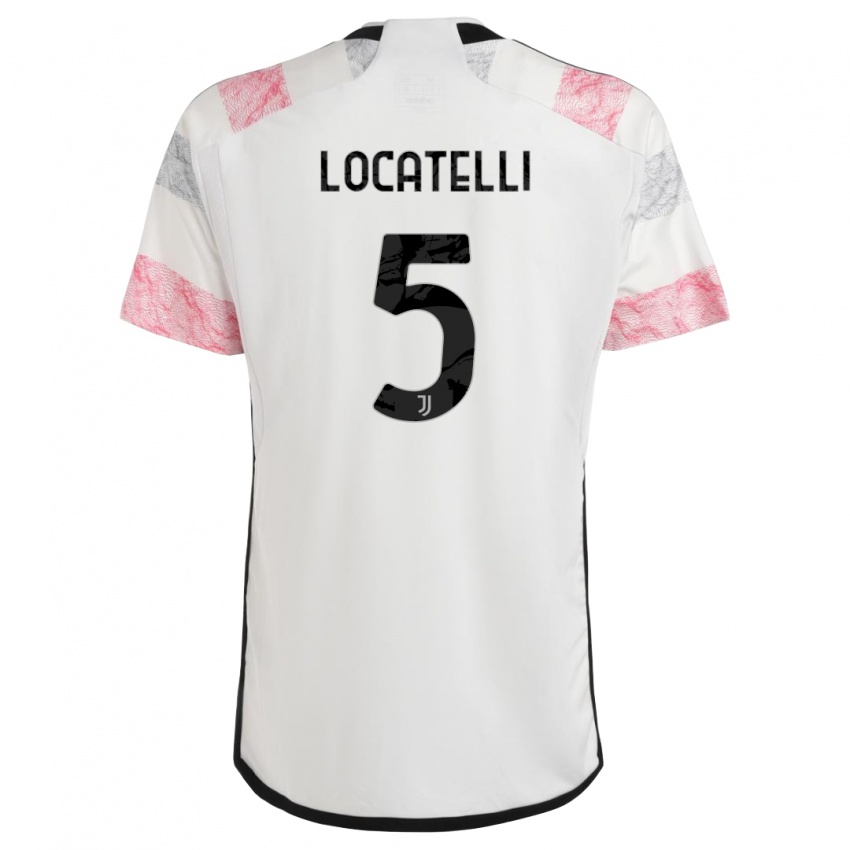 Kinderen Manuel Locatelli #5 Wit Roze Uitshirt Uittenue 2023/24 T-Shirt