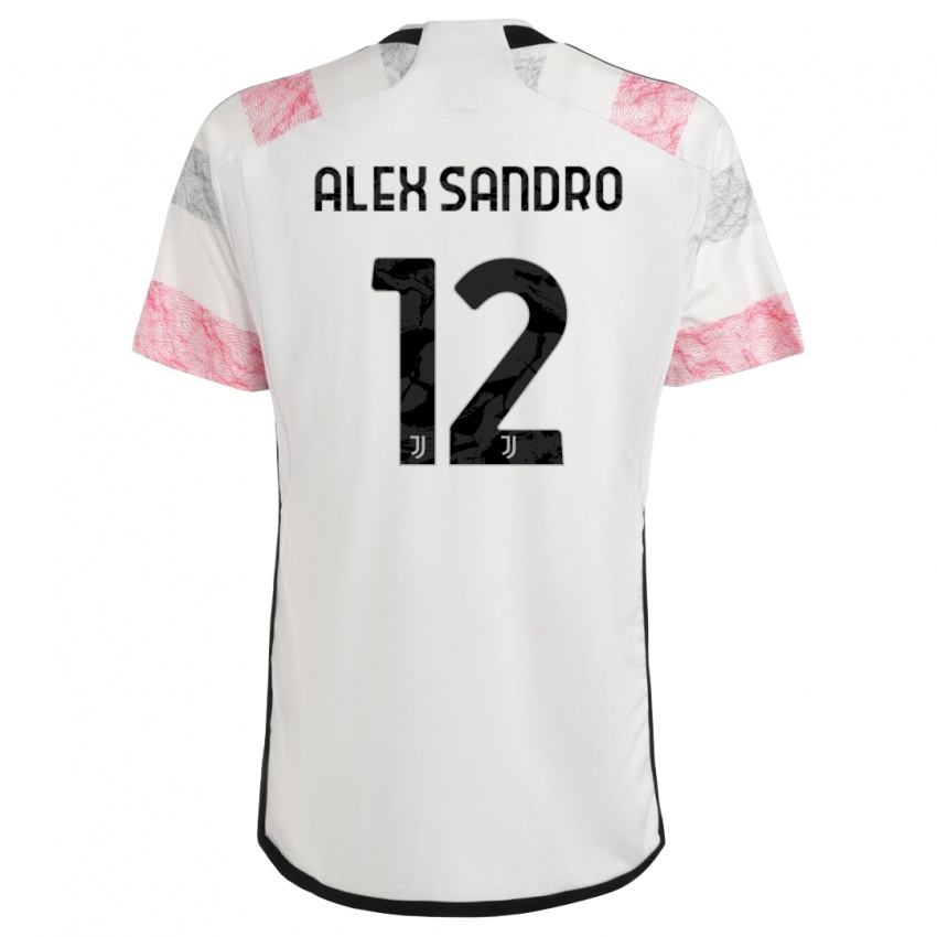 Kinderen Alex Sandro #12 Wit Roze Uitshirt Uittenue 2023/24 T-Shirt