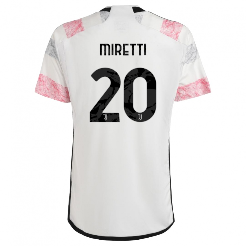 Kinderen Fabio Miretti #20 Wit Roze Uitshirt Uittenue 2023/24 T-Shirt
