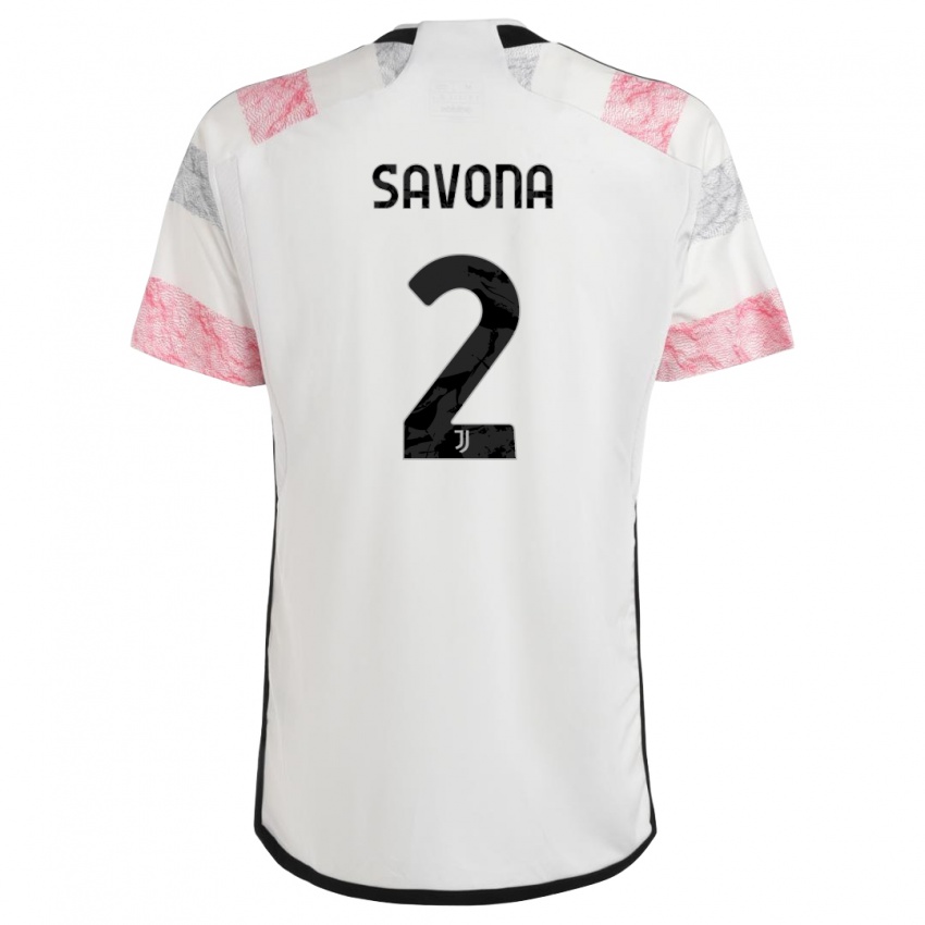 Kinderen Nicolo Savona #2 Wit Roze Uitshirt Uittenue 2023/24 T-Shirt