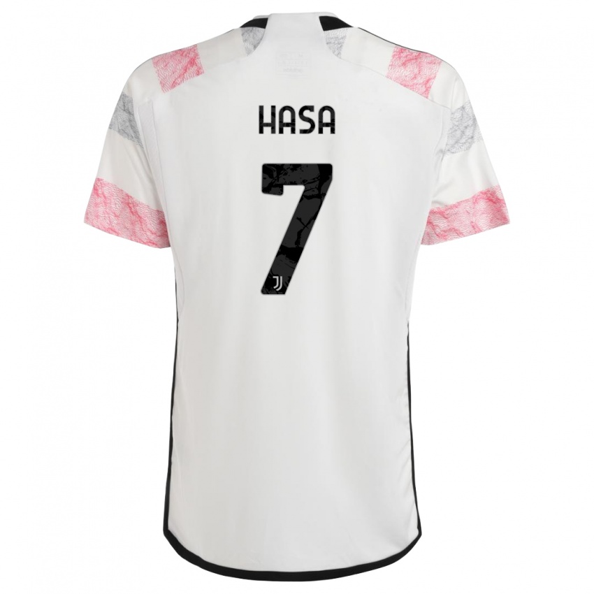 Kinderen Luis Hasa #7 Wit Roze Uitshirt Uittenue 2023/24 T-Shirt