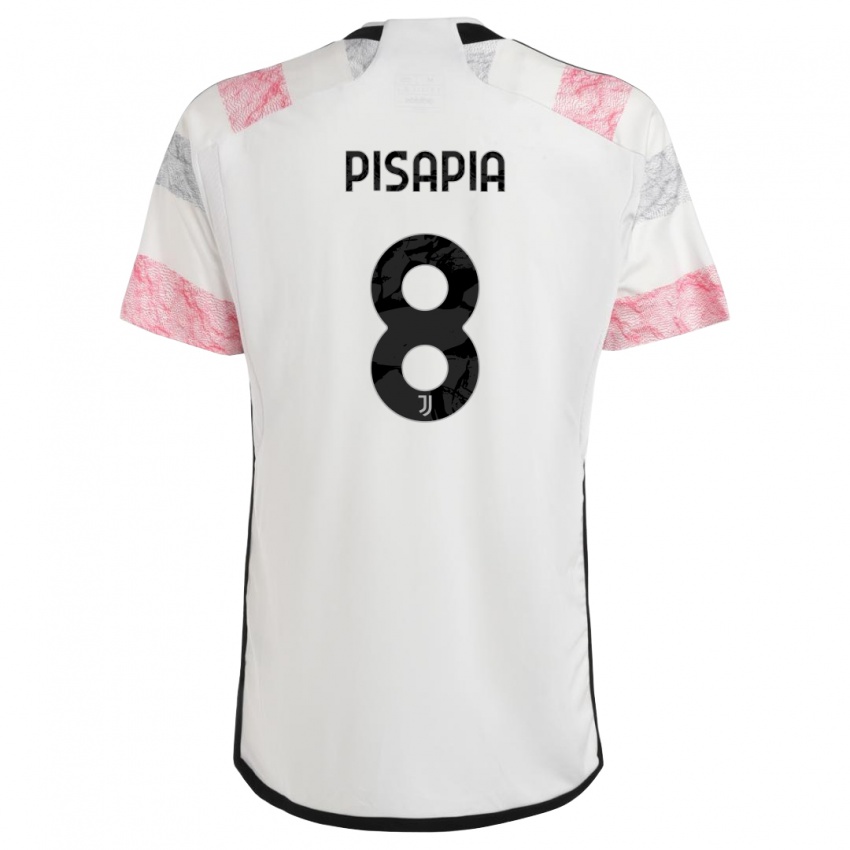 Kinderen Luciano Pisapia #8 Wit Roze Uitshirt Uittenue 2023/24 T-Shirt