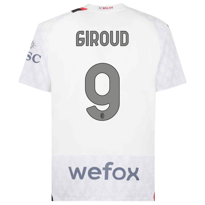 Kinderen Olivier Giroud #9 Wit Uitshirt Uittenue 2023/24 T-Shirt