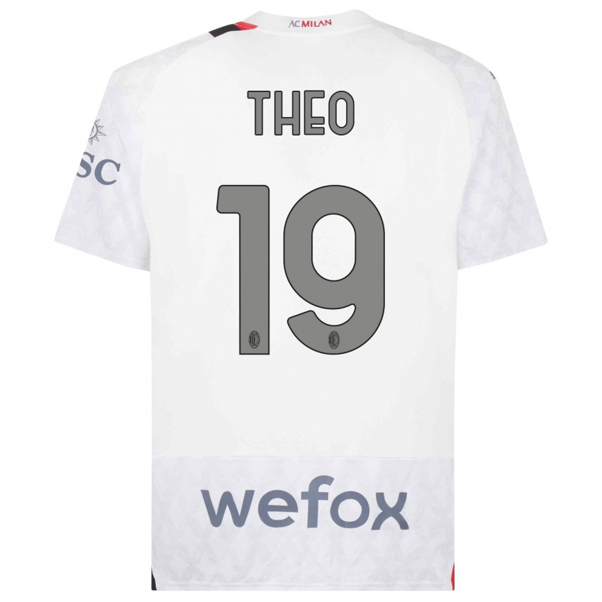 Kinderen Theo Hernandez #19 Wit Uitshirt Uittenue 2023/24 T-Shirt