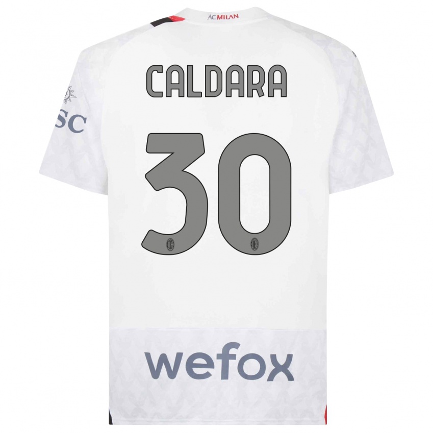 Kinderen Mattia Caldara #30 Wit Uitshirt Uittenue 2023/24 T-Shirt