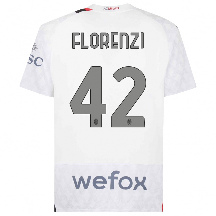 Kinderen Alessandro Florenzi #42 Wit Uitshirt Uittenue 2023/24 T-Shirt