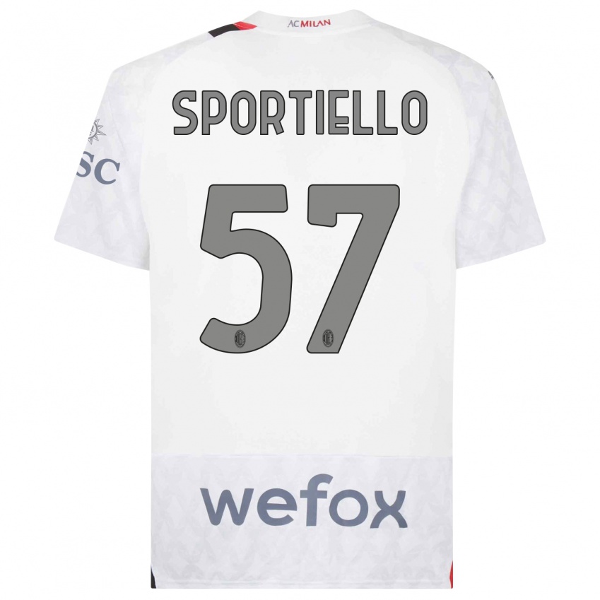 Kinderen Marco Sportiello #57 Wit Uitshirt Uittenue 2023/24 T-Shirt