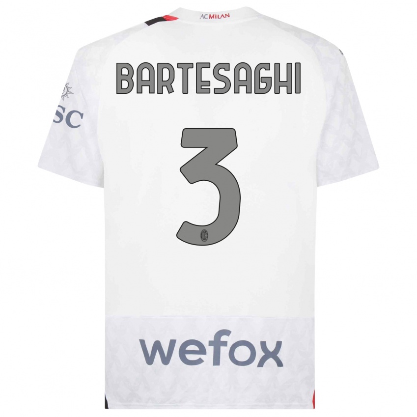 Kinderen Davide Bartesaghi #3 Wit Uitshirt Uittenue 2023/24 T-Shirt