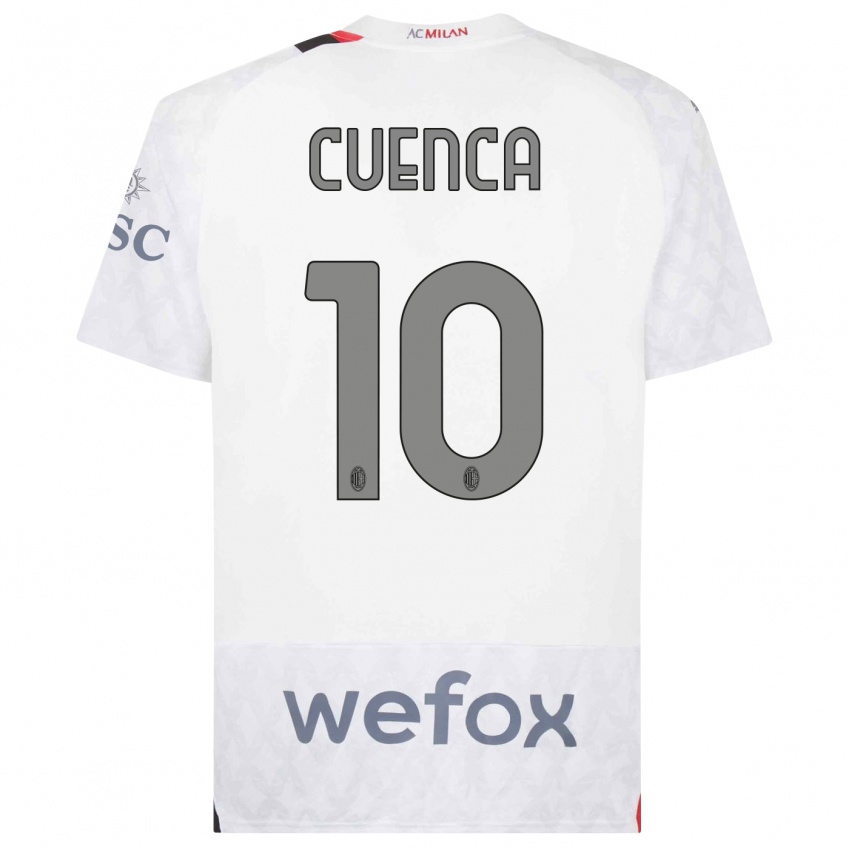 Kinderen Hugo Cuenca #10 Wit Uitshirt Uittenue 2023/24 T-Shirt