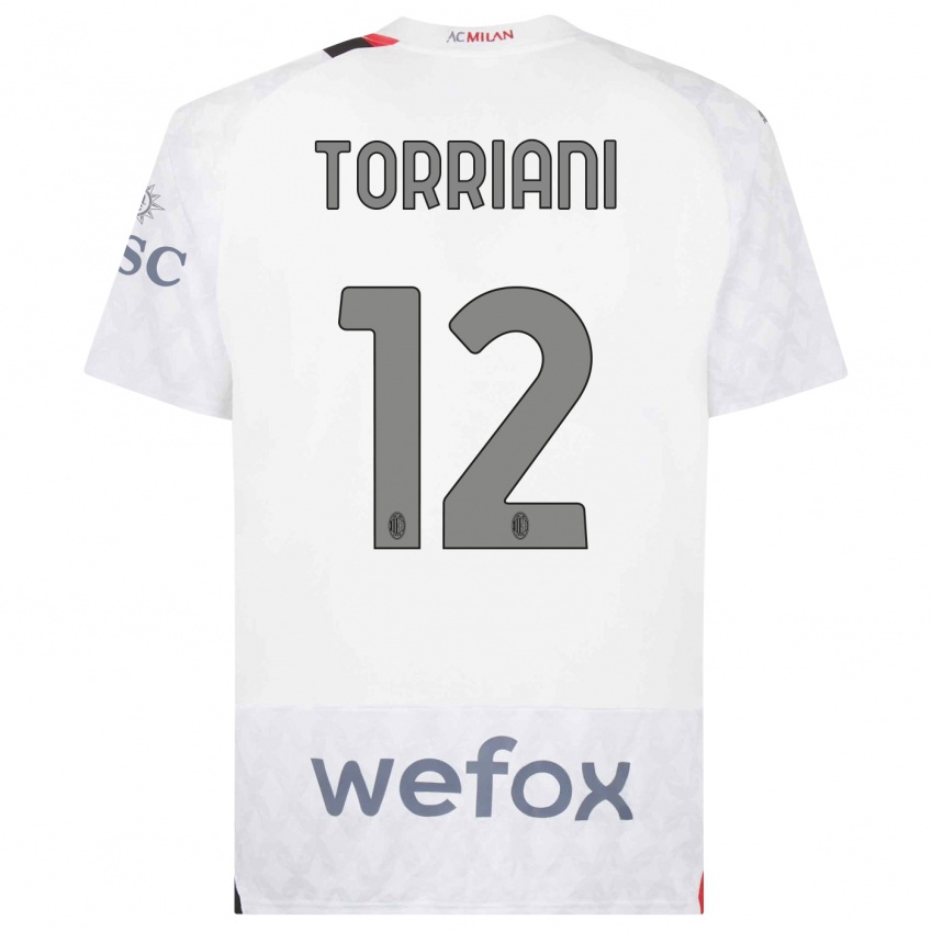 Kinderen Lorenzo Torriani #12 Wit Uitshirt Uittenue 2023/24 T-Shirt
