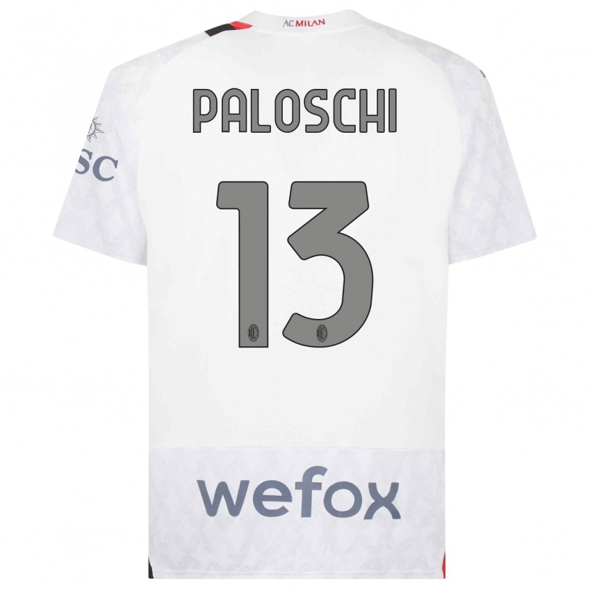 Kinderen Dorian Paloschi #13 Wit Uitshirt Uittenue 2023/24 T-Shirt
