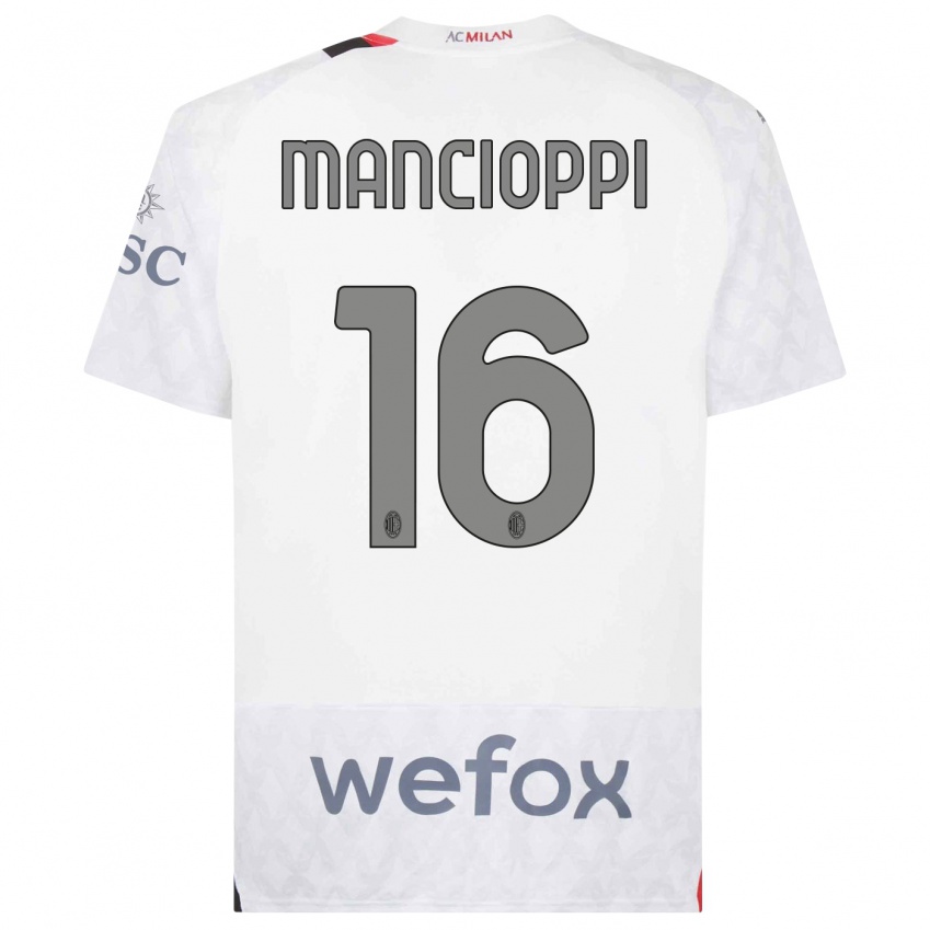Kinderen Tommaso Mancioppi #16 Wit Uitshirt Uittenue 2023/24 T-Shirt