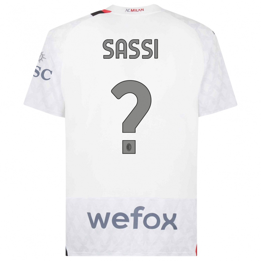 Kinderen Simone Sassi #0 Wit Uitshirt Uittenue 2023/24 T-Shirt
