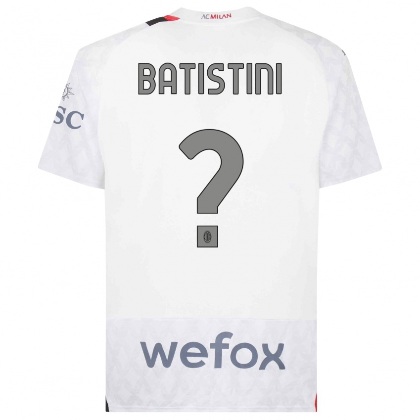 Kinderen Simone Batistini #0 Wit Uitshirt Uittenue 2023/24 T-Shirt