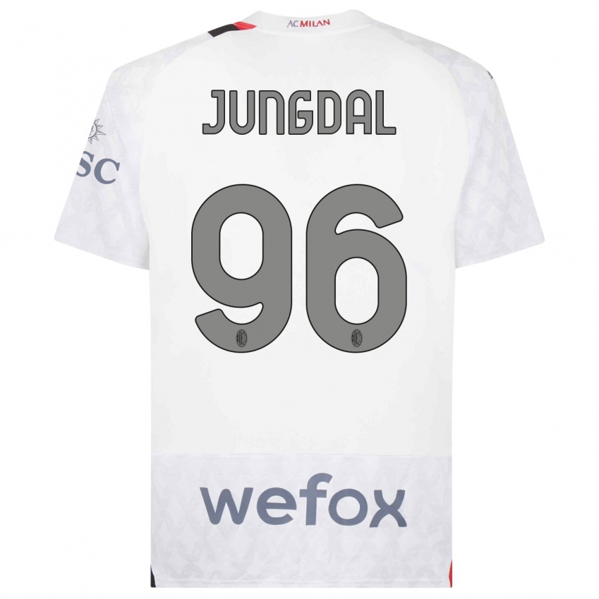 Kinderen Andreas Jungdal #96 Wit Uitshirt Uittenue 2023/24 T-Shirt