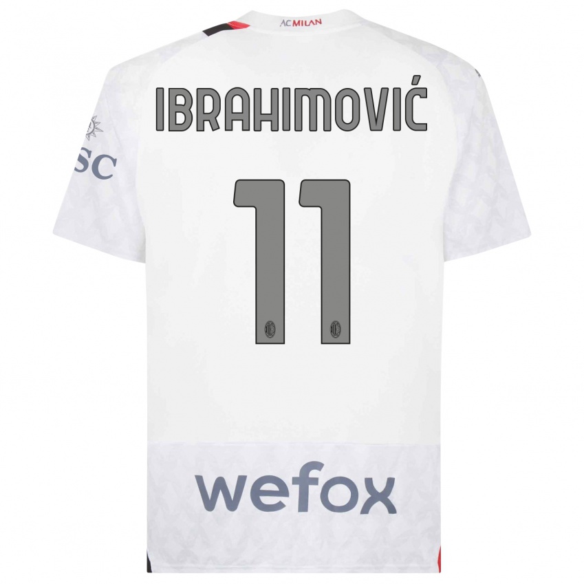 Kinderen Zlatan Ibrahimovic #11 Wit Uitshirt Uittenue 2023/24 T-Shirt