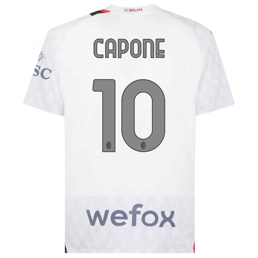 Kinderen Andrea Capone #10 Wit Uitshirt Uittenue 2023/24 T-Shirt