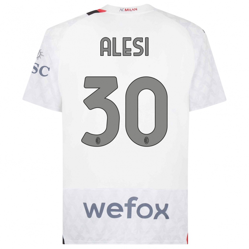 Kinderen Gabriele Alesi #30 Wit Uitshirt Uittenue 2023/24 T-Shirt
