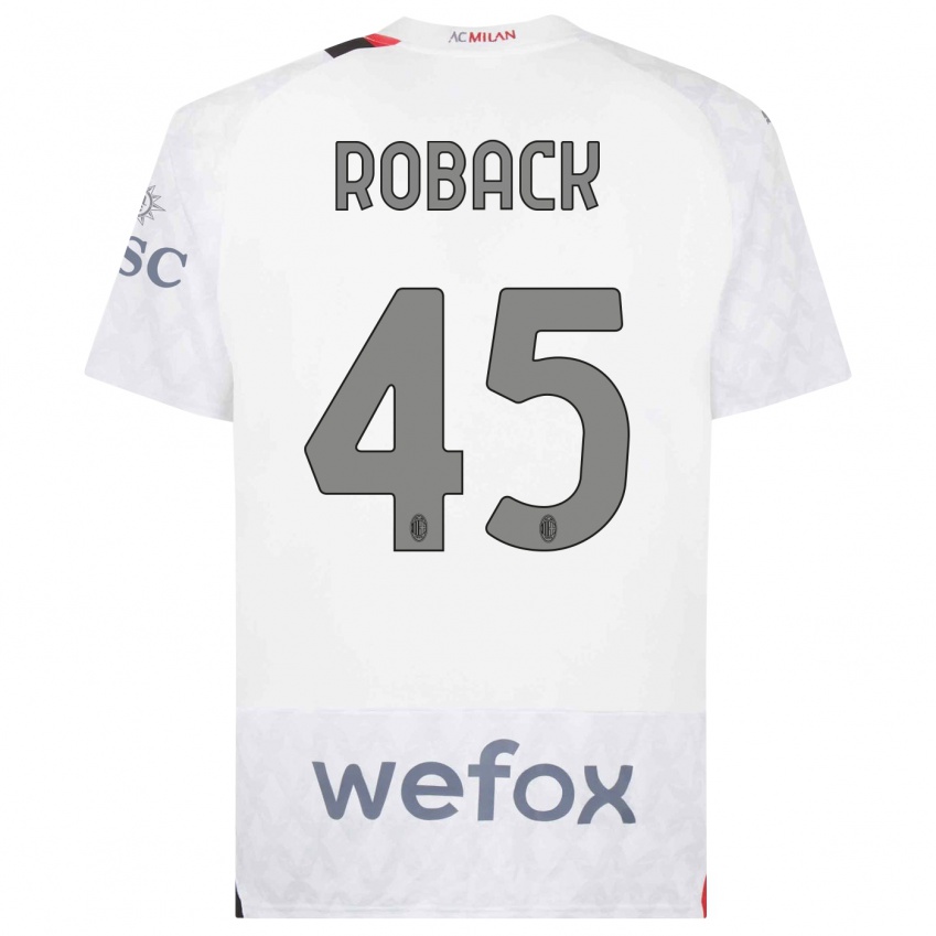 Kinderen Emil Roback #45 Wit Uitshirt Uittenue 2023/24 T-Shirt