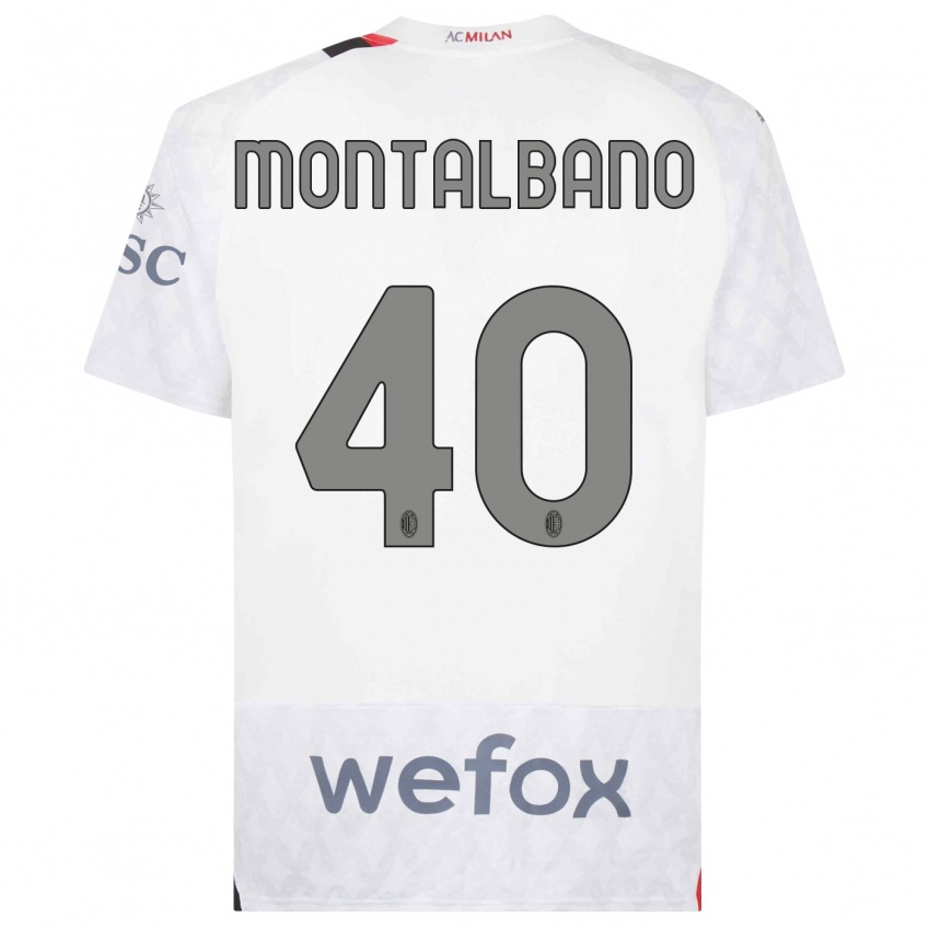 Kinderen Nicolo Montalbano #40 Wit Uitshirt Uittenue 2023/24 T-Shirt