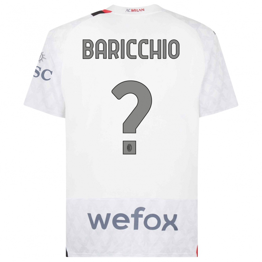 Kinderen Luca Baricchio #0 Wit Uitshirt Uittenue 2023/24 T-Shirt