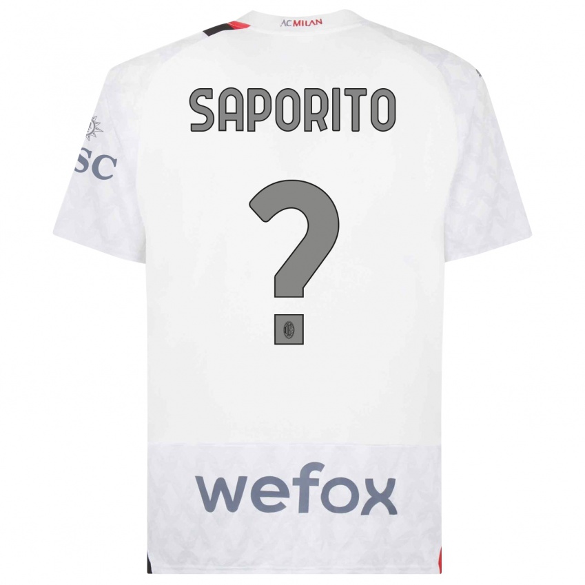 Kinderen Riccardo Saporito #0 Wit Uitshirt Uittenue 2023/24 T-Shirt