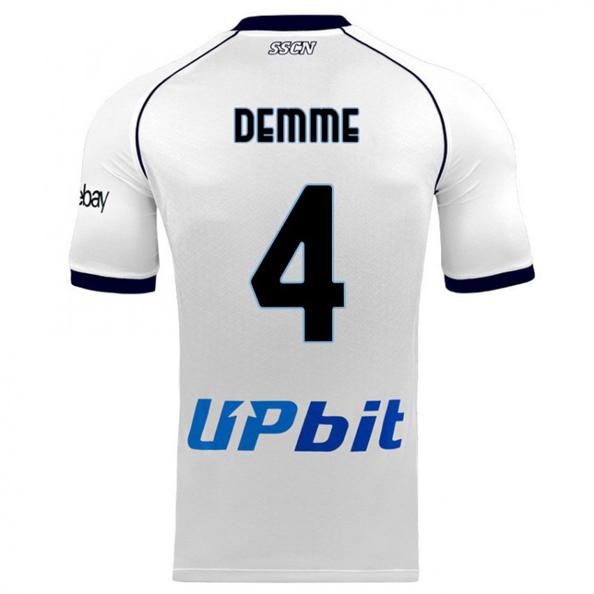 Kinderen Diego Demme #4 Wit Uitshirt Uittenue 2023/24 T-Shirt