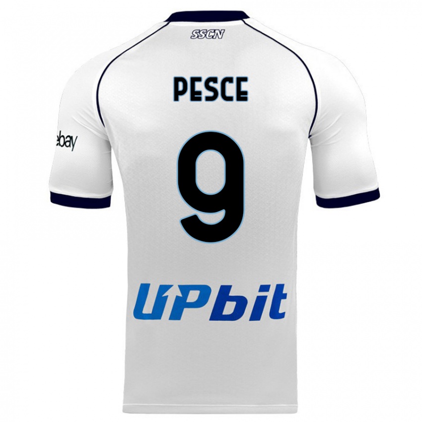 Kinderen Antonio Pesce #9 Wit Uitshirt Uittenue 2023/24 T-Shirt