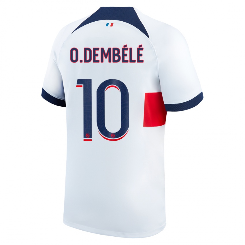 Kinderen Ousmane Dembele #10 Wit Uitshirt Uittenue 2023/24 T-Shirt